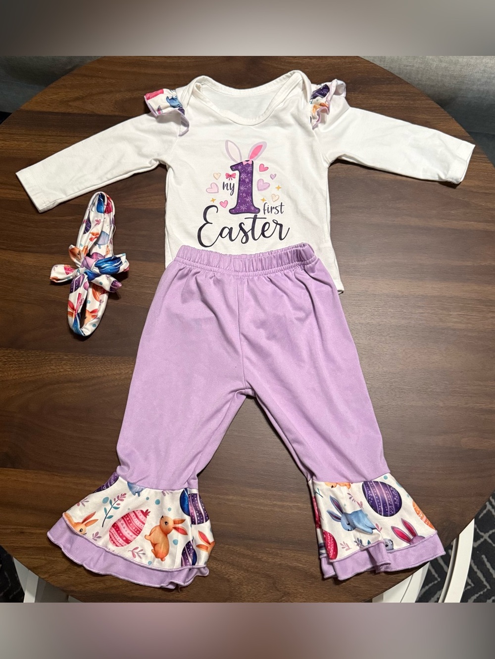 Baby girl Easter onesie and pants set
